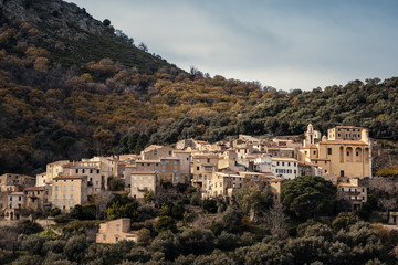 Fototapeta na wymiar Ancient mountain village of Muro in Corsica