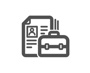 Obraz premium Business case with CV icon. Portfolio symbol. Vacancy or Hiring sign. Quality design element. Classic style icon. Vector