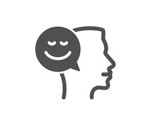Positive thinking icon. Human communication symbol. Smile chat sign. Quality design element. Classic style icon. Vector