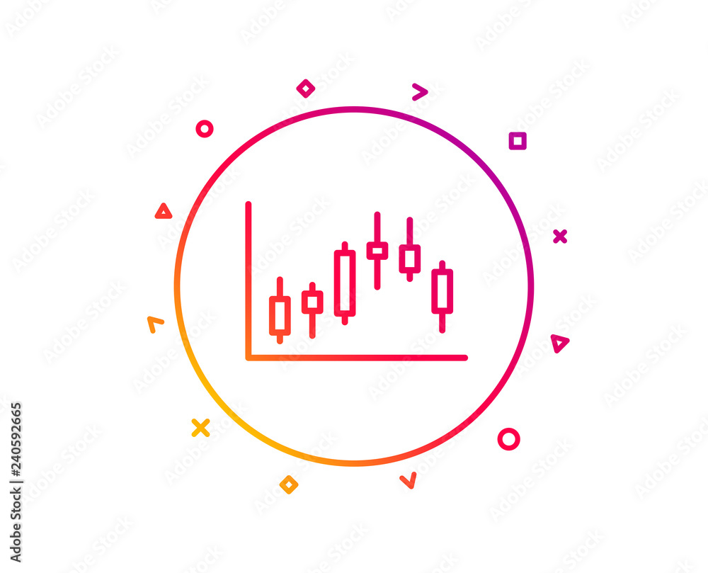 Aufkleber candlestick chart line icon. financial graph sign. stock exchange symbol. business investment. gradi