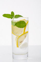 Cold fresh lemonade. Isolated on white background