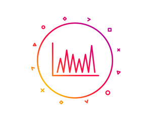 Line chart icon. Financial growth graph sign. Stock exchange symbol. Gradient pattern line button. Line graph icon design. Geometric shapes. Vector