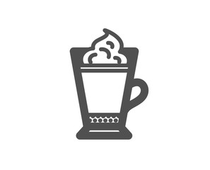 Latte coffee with Whipped cream icon. Hot drink sign. Beverage symbol. Quality design element. Classic style icon. Vector