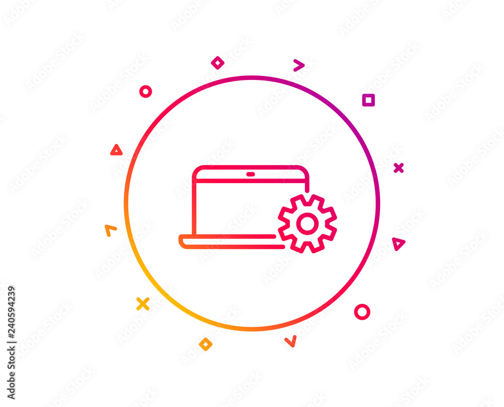 Poster laptop computer icon. notebook service sign. portable personal computer symbol. gradient pattern lin