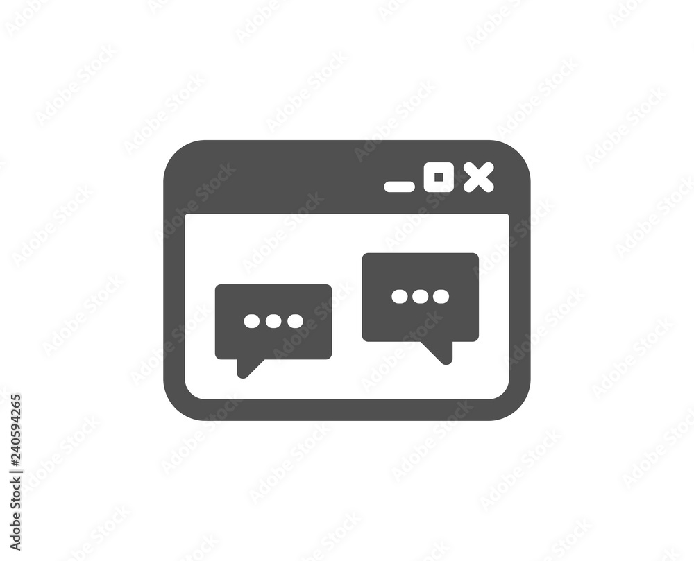 Poster browser window icon. chat speech bubbles sign. internet page symbol. quality design element. classic