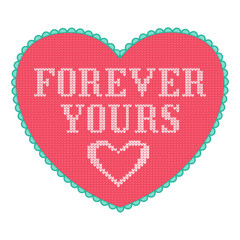 Pink knitted heart with love text greeting card