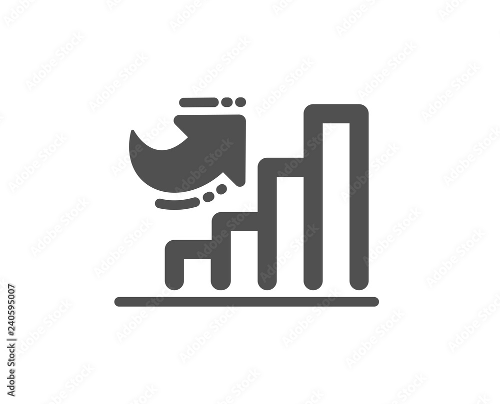 Poster growth chart icon. column graph sign. market analytics symbol. quality design element. classic style