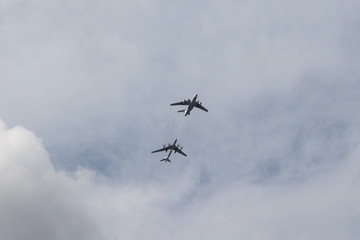 Military planes in the sky