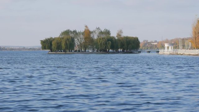 Island of love, Ternopil Ukraine. Lake.