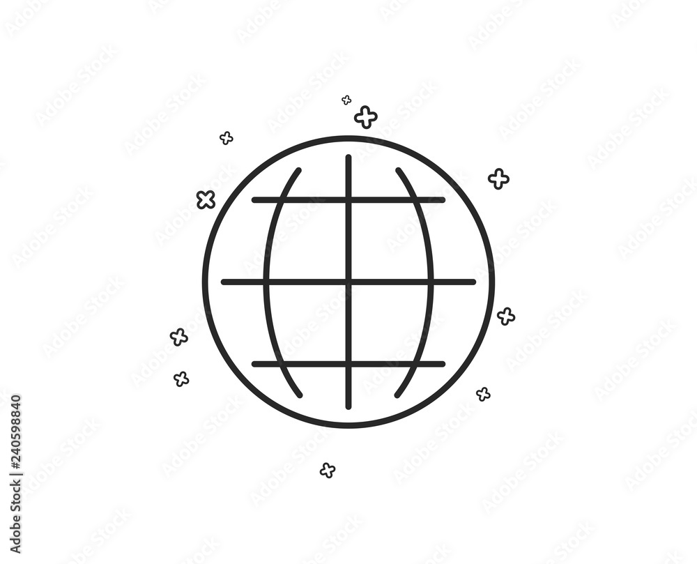 Aufkleber globe line icon. world or earth sign. global internet symbol. geometric shapes. random cross element