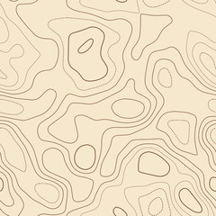 Terrain topography. Actual topographic map. Seamless design, amazing tileable isolines pattern. Vector illustration.