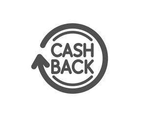 Cashback service icon. Money transfer sign. Rotation arrow symbol. Quality design element. Classic style icon. Vector