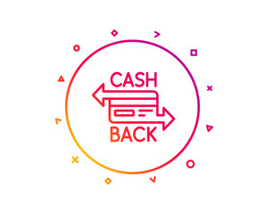 Credit card line icon. Banking Payment card sign. Cashback service symbol. Gradient pattern line button. Cashback card icon design. Geometric shapes. Vector