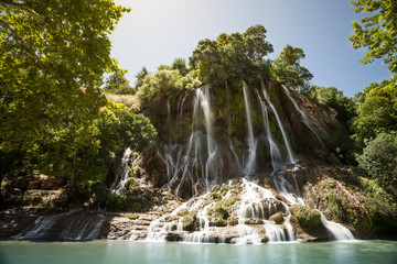 Waterfall, Rock, Landscape and nature around Khorramabad County, western Iran. One stop during a roadtrip in Iran. Hiking tours in the mountains and waterfalls. Bisheh, Lorestan Province.