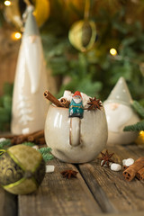 Hot chocolate with marshmallow and spices