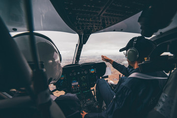 Police pilot during the helicopter flight