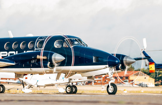 Police plane during takeoff