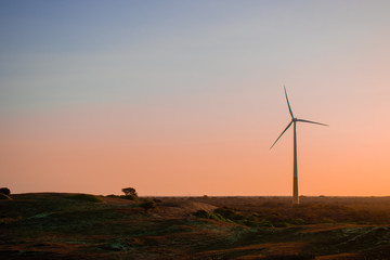 Fototapeta na wymiar wind turbines at sunset