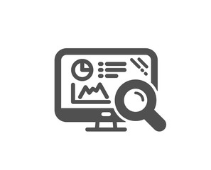 Seo statistics icon. Search engine sign. Analytics chart symbol. Quality design element. Classic style icon. Vector