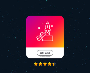 Out of the box line icon. Launch Project sign. Startup symbol. Web or internet line icon design. Rating stars. Just click button. Vector