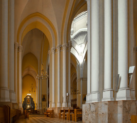 Catholic cathedral strict lines of columns