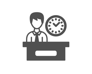 Presentation time icon. Watch sign. Quality design element. Classic style icon. Vector