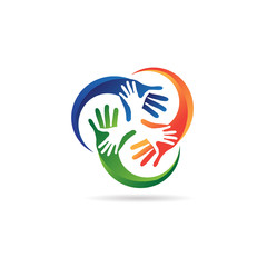 Colorful Hand Charity Logo Template Symbol Sign Icon