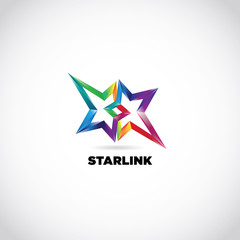 Colorful Rainbow Star Linked Logo Sign Symbol Icon