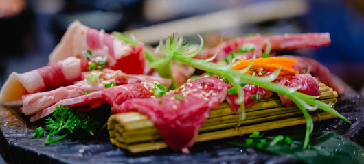 Wagyu beef in Japanese grilled restaurant with selective focus