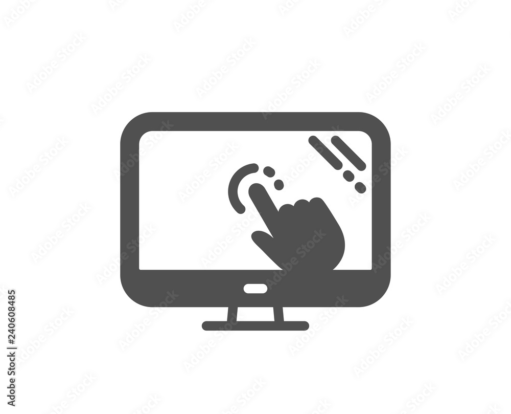 Poster touch screen icon. online quiz test sign. quality design element. classic style icon. vector