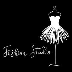 Logo Fashion studio. Custom handmade calligraphy, Vector brush lettering for fashion salon.
