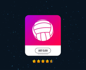 Volleyball sign icon. Beach sport symbol. Web or internet icon design. Rating stars. Just click button. Vector