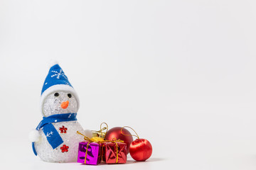 Christmas ornament with toy doll  on white backgrounds