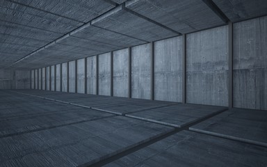 Abstract  concrete interior multilevel public space with window. 3D illustration and rendering.