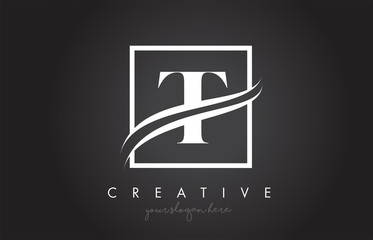 T Letter Logo Design with Square Swoosh Border and Creative Icon Design. - obrazy, fototapety, plakaty