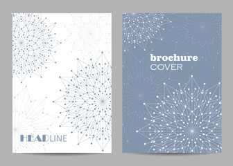 Brochure template layout design. Abstract geometric background with connected lines and dots