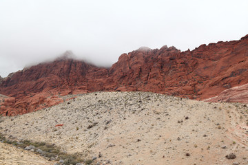 View of red rock canyon in Foggy day at nevada,USA