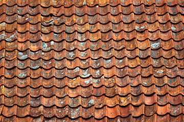 Old ceramic tiles on a roof