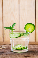 A cup of cucumber water. Handmade