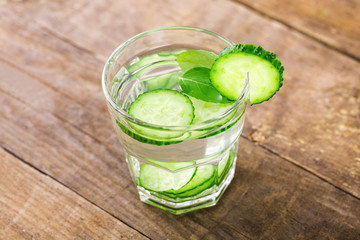 A cup of cucumber water. Handmade