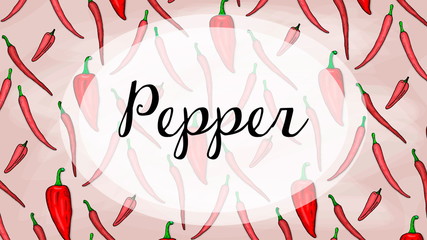 Obraz premium Vector Illustration of sweet and spicy pepper sketch style pattern