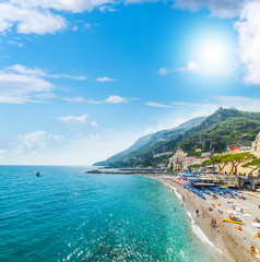 World famous Amalfi coast on a sunny summer day
