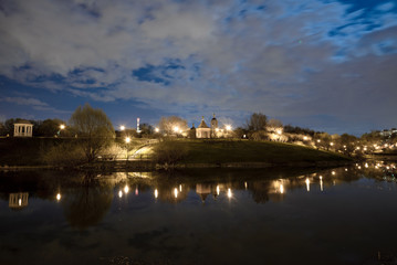 Naklejka premium night lake, long exposure