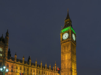 Fototapeta na wymiar big ben and houses of parliament in london at night