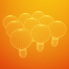 Lamp bulb consisting of lines and polygons. Business idea. Wireframe low poly mesh vector illustration