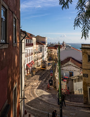Fototapeta na wymiar Lisbon - Portugal. The winding streets of the ancient Alfama district