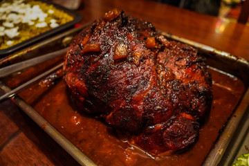 Delicious roasted pork leg for x-mas