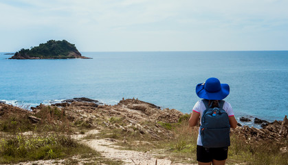 Happy women Holidays to beach in summer.