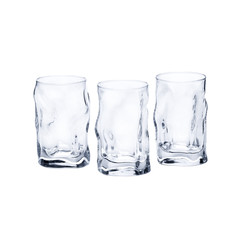glass cups on white background