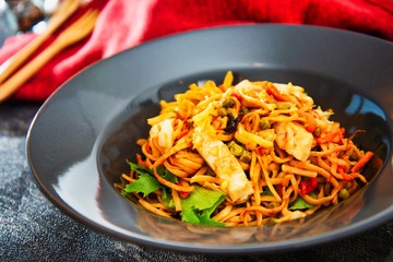 asian food noodles on the table